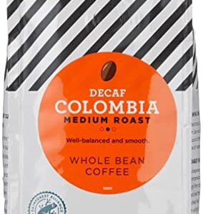 AmazonFresh Decaf Colombia Whole Bean Coffee, Medium Roast, 12 Ounce