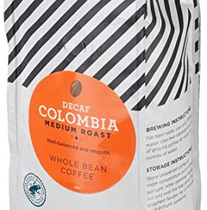 AmazonFresh Decaf Colombia Whole Bean Coffee, Medium Roast, 12 Ounce