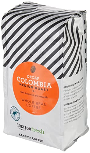 AmazonFresh Decaf Colombia Whole Bean Coffee, Medium Roast, 12 Ounce