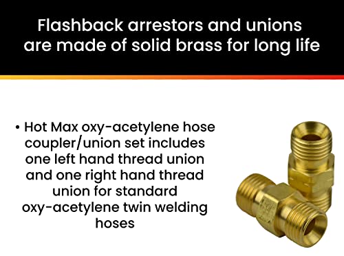 Hot Max 24011/24131 Torch End Flashback Arrestor Set and Oxy-Acetylene Twin Hose Coupler/Union Bundle