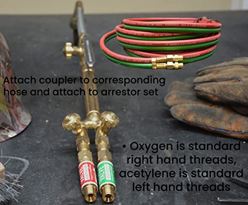 Hot Max 24011/24131 Torch End Flashback Arrestor Set and Oxy-Acetylene Twin Hose Coupler/Union Bundle