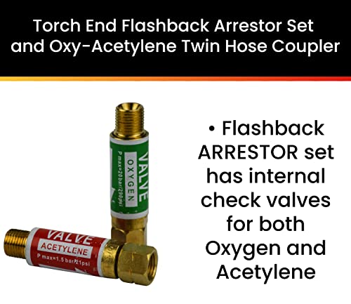 Hot Max 24011/24131 Torch End Flashback Arrestor Set and Oxy-Acetylene Twin Hose Coupler/Union Bundle