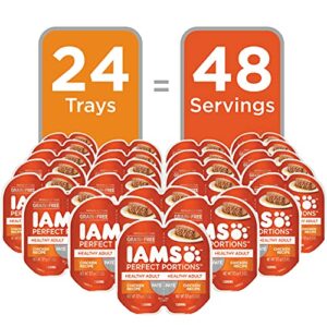 IAMS PERFECT PORTIONS Healthy Adult Grain Free* Wet Cat Food Paté, Chicken Recipe, (Pack of24) 2.6 oz. Easy Peel Twin-Pack Trays