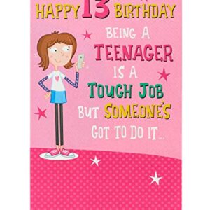 UK Greetings 13th Birthday Card - Birthday Card 13 Year Old Girl - Teenager Birthday Card, pink|yellow|peach|beige