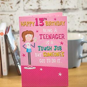 UK Greetings 13th Birthday Card - Birthday Card 13 Year Old Girl - Teenager Birthday Card, pink|yellow|peach|beige