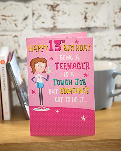 UK Greetings 13th Birthday Card - Birthday Card 13 Year Old Girl - Teenager Birthday Card, pink|yellow|peach|beige