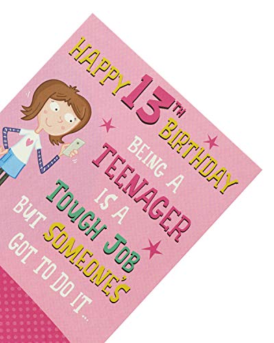 UK Greetings 13th Birthday Card - Birthday Card 13 Year Old Girl - Teenager Birthday Card, pink|yellow|peach|beige