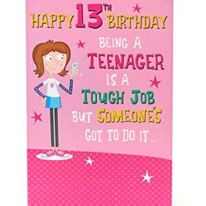 UK Greetings 13th Birthday Card - Birthday Card 13 Year Old Girl - Teenager Birthday Card, pink|yellow|peach|beige