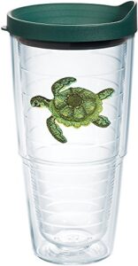 tervis green turtle made in usa double walled insulated tumbler travel cup keeps drinks cold & hot, 24oz, green turtle