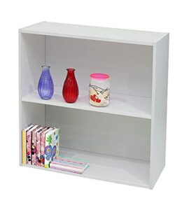 pilaster designs contemporary white wood darrin 2 tier open shelf bookcase storage organizer