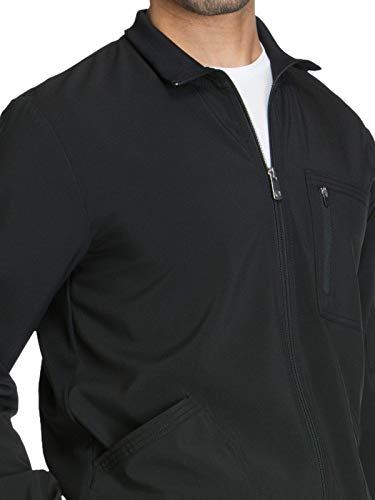 Cherokee Men's Zipper Warm-Up Jacket with Side Panels and Collar Cuffs CK305A, L, Black