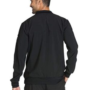 Cherokee Men's Zipper Warm-Up Jacket with Side Panels and Collar Cuffs CK305A, L, Black