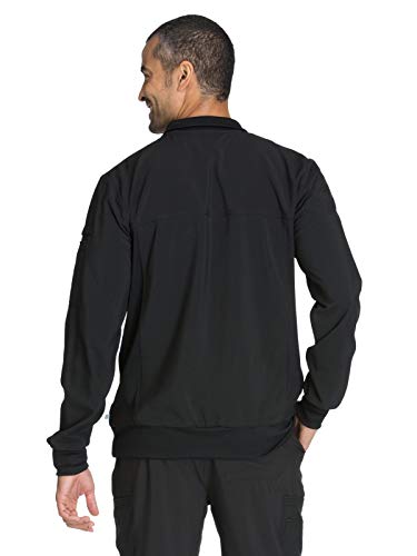 Cherokee Men's Zipper Warm-Up Jacket with Side Panels and Collar Cuffs CK305A, L, Black