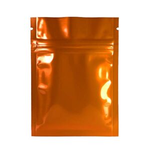 100 durable double-sided metallic foil mylar flat ziplock bag 7.5x10cm (3x4") (orange)