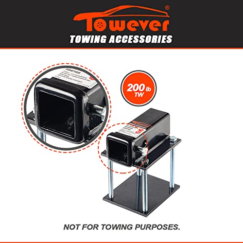 Towever 83801 RV Bumper Hitch Receiver 2 inches Adapter for 4-4.5 inches Travel Trailer Rear Bumper