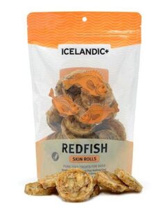 icelandic+ plus redfish skin rolls dog treat 3-oz bag