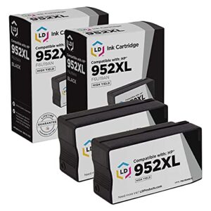 ld products compatible replacements for hp 952xl ink cartridges 952 xl hy (2 pack, black) compatible with officejet 7740, 8702, 8715 / officejet pro 7740, 8210, 8216, 8218, 8710, 8714, 8716, 8717