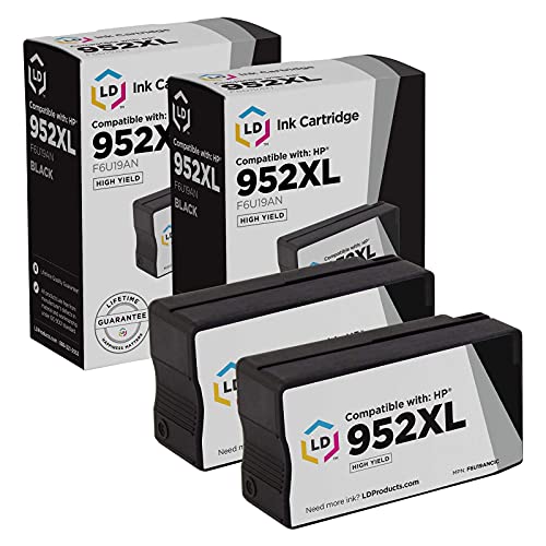 LD Products Compatible Replacements for HP 952XL Ink Cartridges 952 XL HY (2 Pack, Black) Compatible with OfficeJet 7740, 8702, 8715 / OfficeJet Pro 7740, 8210, 8216, 8218, 8710, 8714, 8716, 8717