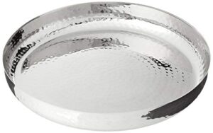 elegance hammered stainless steel round tray, 13", silver