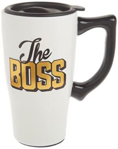 spoontiques - ceramic travel mugs - the boss cup - hot or cold beverages - gift for coffee lovers