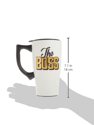 Spoontiques - Ceramic Travel Mugs - The Boss Cup - Hot or Cold Beverages - Gift for Coffee Lovers