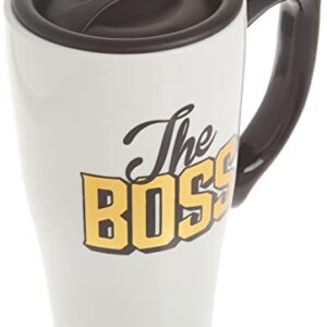 Spoontiques - Ceramic Travel Mugs - The Boss Cup - Hot or Cold Beverages - Gift for Coffee Lovers