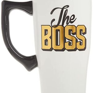Spoontiques - Ceramic Travel Mugs - The Boss Cup - Hot or Cold Beverages - Gift for Coffee Lovers