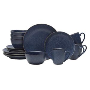 gourmet basics by mikasa juliana blue 16-piece dinnerware set, service for 4 -
