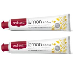 red seal lemon toothpaste for homeopaths, homeopathic friendly mint free, fluoride free, no sls, fresh citrus flavor – refreshing natural lemon flavored toothpaste, no mint flavor 3.5oz