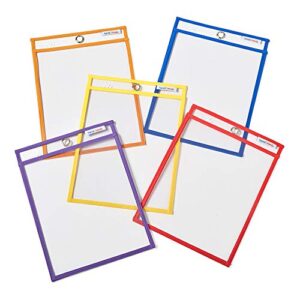 hand2mind Reusable Clear-Vu Dry Erase Pockets for Students, Dry Erase Office Supplies, Teacher Supplies for Classroom, School Supplies, Classroom Supplies (Pack of 5)