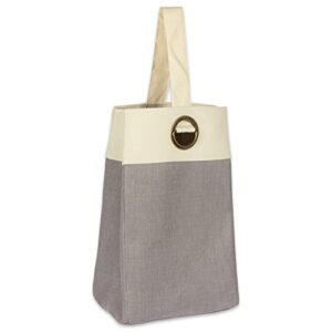 dii canvas laundry basket, grey colorblock, bag large