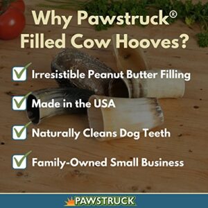 Pawstruck Cow Hooves for Dog Pet Food- Peanut Butter Filled, Made in The USA Bulk Dog Dental Treats & Dog Chews Beef Hoof, American Made (5 Peanut Butter Filled Hooves), 1.3 Pounds