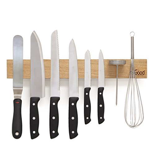 Magnetic Knife Strip w XL 18" Design- Powerful Magnet Wooden Knife Rack for Easy Wall Mounting- Secure your Knives and Utensils and Free Up Space