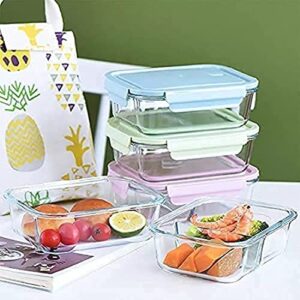 finedine glass meal prep containers with lids - set of 3 square 28 oz containers - airtight, leakproof, microwave & dishwasher safe - perfect for snacks, dips, and meal prep (pink)
