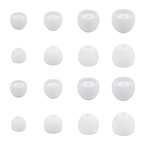 ALXCD Ear Tips for LG Tone Platinum HBS 1100 Earphone, XS/S/M/L 4 Sizes 8 Pairs Soft Silicone Replacement Earbud Tip, Fit for LG HBS1100 HBS-1100 LG Tone Platinum HBS 1100 [8 Pair] (White)