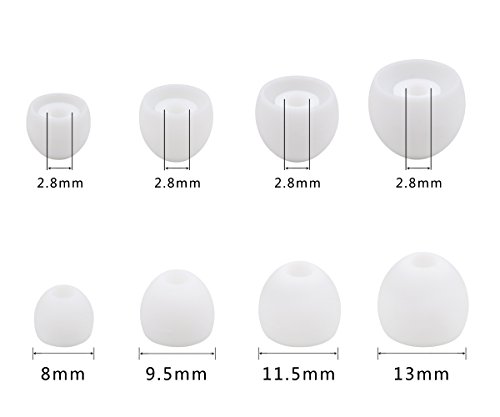 ALXCD Ear Tips for LG Tone Platinum HBS 1100 Earphone, XS/S/M/L 4 Sizes 8 Pairs Soft Silicone Replacement Earbud Tip, Fit for LG HBS1100 HBS-1100 LG Tone Platinum HBS 1100 [8 Pair] (White)