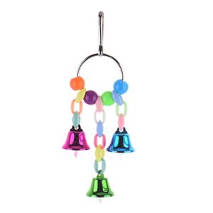 Birds Cage Accessory Parrot Macaw Chew Bell Toys Colorful Swing Hanging Toy (B)