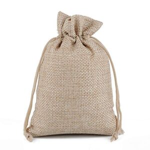 meluoge burlap bags cotton linen bags jewelry treasure pouches 6"x8" drawstring pouches gift bag (10, light coffee)