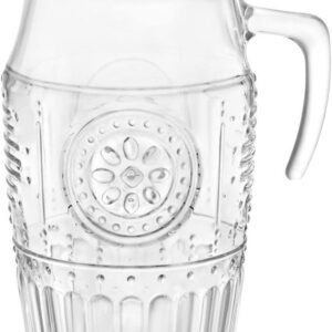 Bormioli Rocco Romantic, Elegant Floral Glass Pitcher, 60.75 oz, Made In Italy.