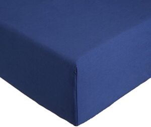 amazonbasics everyday 100% cotton fitted sheet, true navy 90 x 190 x 30 cm