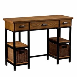 mirada writing desk 42" wide - weathered gray w/ natural brown finish - broad workspace