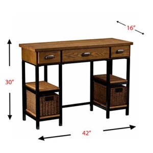 Mirada Writing Desk 42" Wide - Weathered Gray w/ Natural Brown Finish - Broad Workspace