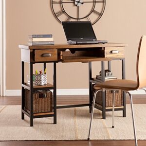 Mirada Writing Desk 42" Wide - Weathered Gray w/ Natural Brown Finish - Broad Workspace