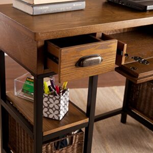 Mirada Writing Desk 42" Wide - Weathered Gray w/ Natural Brown Finish - Broad Workspace