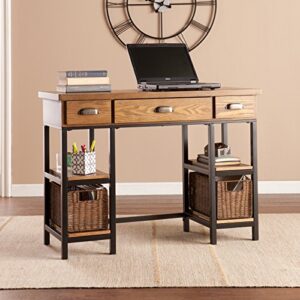 Mirada Writing Desk 42" Wide - Weathered Gray w/ Natural Brown Finish - Broad Workspace