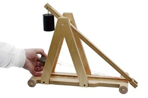 premium large trebuchet diy kit - 21" beam arm launches up to 30 feet! - stem learning - explore gravitational potential energy, projectile motion & energy transformation - garage physics by eisco