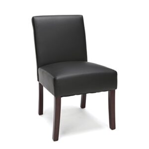 ofm ess collection bonded leather executive armless guest chair with wooden legs, in black (ess-9020-blk)