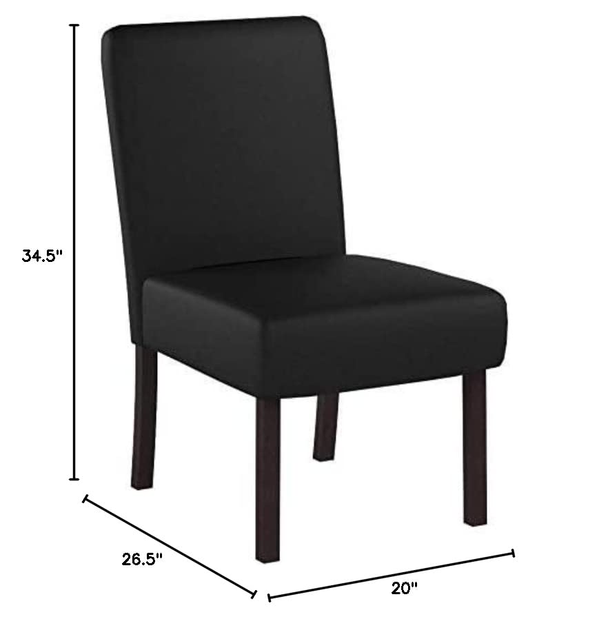 OFM ESS Collection Bonded Leather Executive Armless Guest Chair with Wooden Legs, in Black (ESS-9020-BLK)