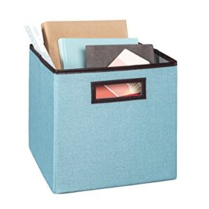 ClosetMaid 1133 Cubeicals Premium Fabric Bin with Decorative Trim, Coastal Blue Linen