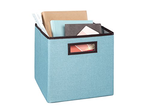 ClosetMaid 1133 Cubeicals Premium Fabric Bin with Decorative Trim, Coastal Blue Linen